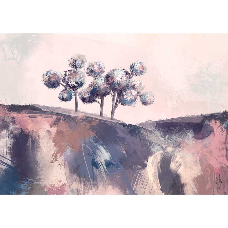 limited edition purple & pink abstract treescape landscape fine art print - Kiss Me Under the Mistletoe by Jayne Leighton Herd