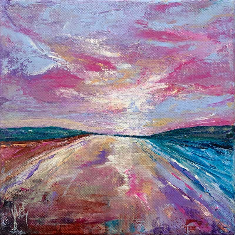 Alba IX small Scottish seascape painting on canvas by Jayne Leighton Herd