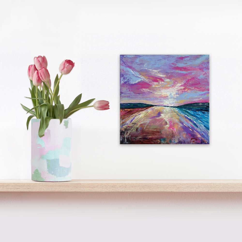 Alba IX small Scottish seascape painting on canvas by Jayne Leighton Herd