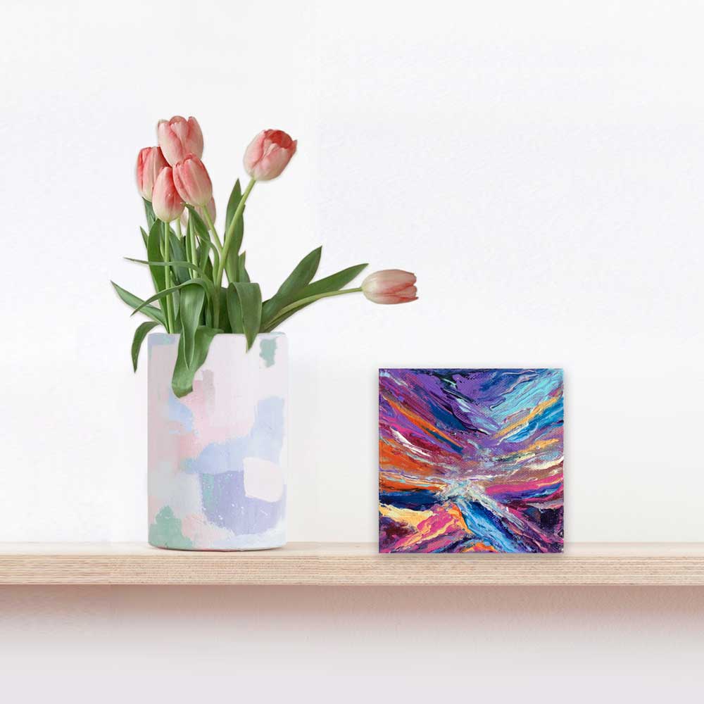 Alba X - miniature abstract landscape painting on canvas
