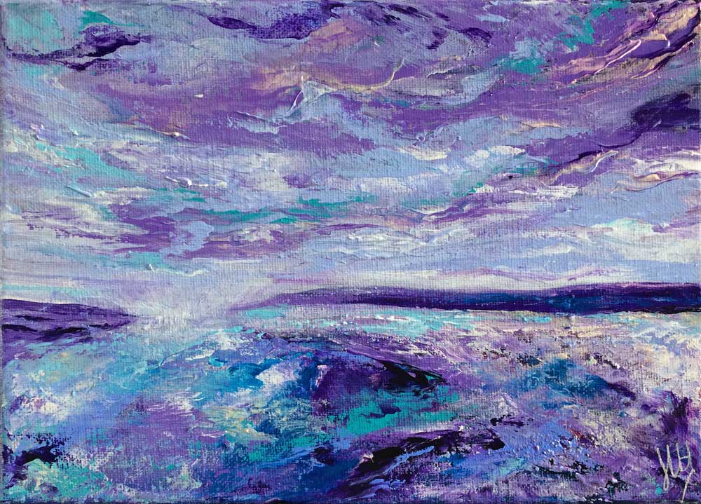 Purple, blue & teal Scottish abstract seascape - Alba XVII by Jayne Leighton Herd