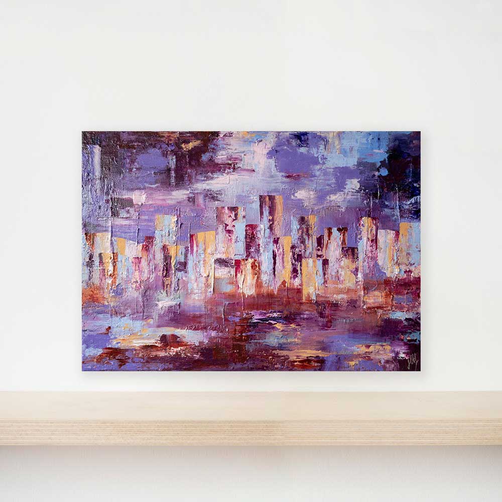 textured abstract cityscape skyline painting on canvas - City Life III by Jayne Leighton Herd