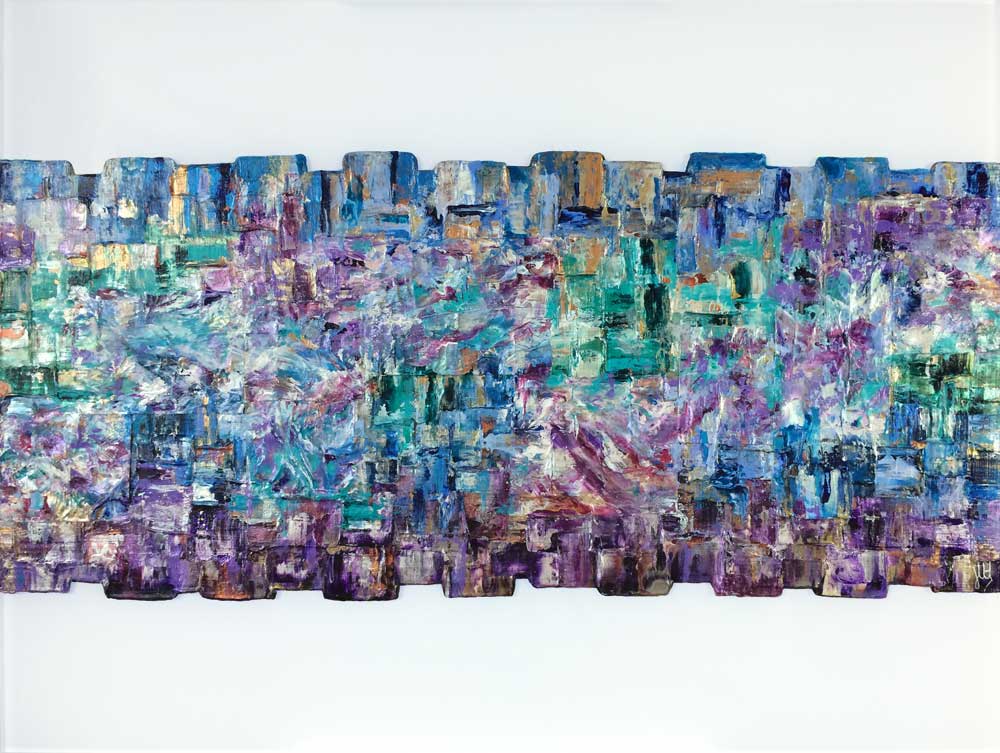 'Here to Stay' - contemporary original painting on white plexiglass (perspex glass)