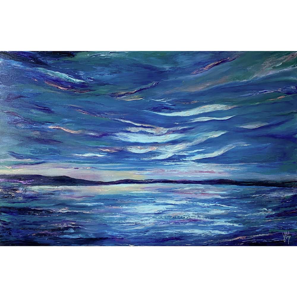 Light My Way - original Scottish seascape painting on panel by Jayne Leighton Herd