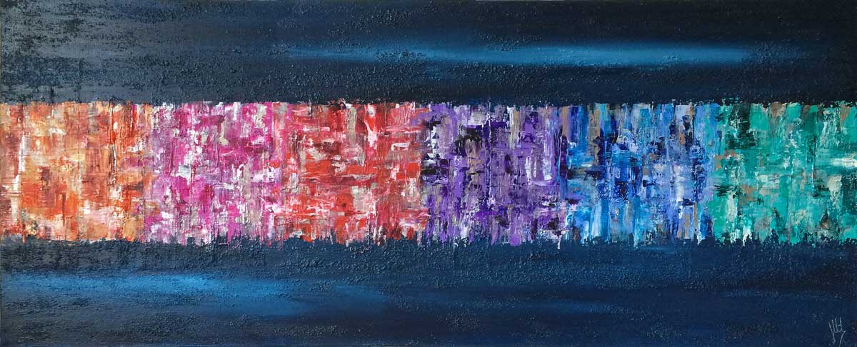 'Queue Jumpling' - textured contemporary abstract painting on canvas