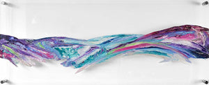 'Serenity' original abstract landscape painting on clear plexiglass, glass, perspex, mountainscape, scotland, cairngorms