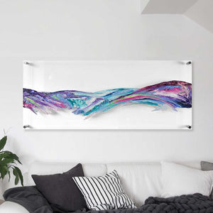 'Serenity' original abstract landscape painting on clear plexiglass, mountainscape art on perspex glass,, scotland, cairngorms
