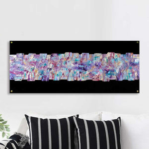 'Simply Happy' - contemporary, textured abstract painting on black plexiglass (perspex glass)