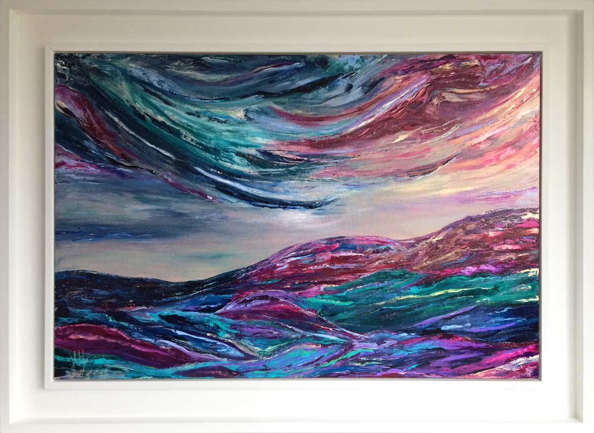 'Sky of Dreams' modern, abstract landscape painting inspired by Scotland