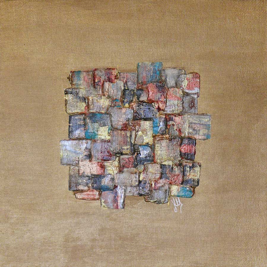 'A Delicate Balance' square abstract on canvas board