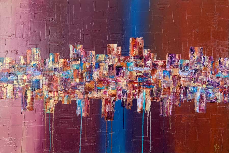 'At the Gates' original abstract painting on canvas by Jayne Leighton Herd