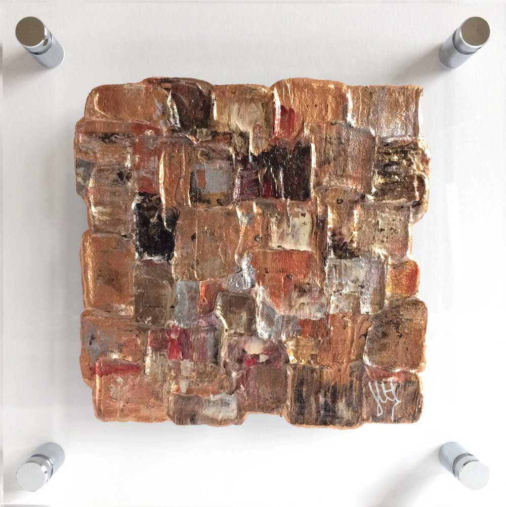 'Autumn Leaves II' abstract painting on clear plexiglass