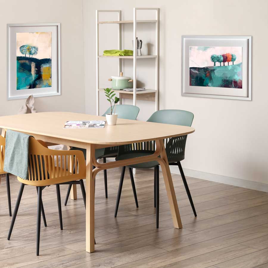 Dining room art - original green & orange semi abstract landscape painting - There’s Always One by Jayne Leighton Herd