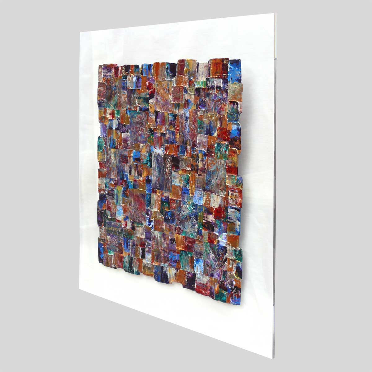 'Imagination' square painting on clear perspex