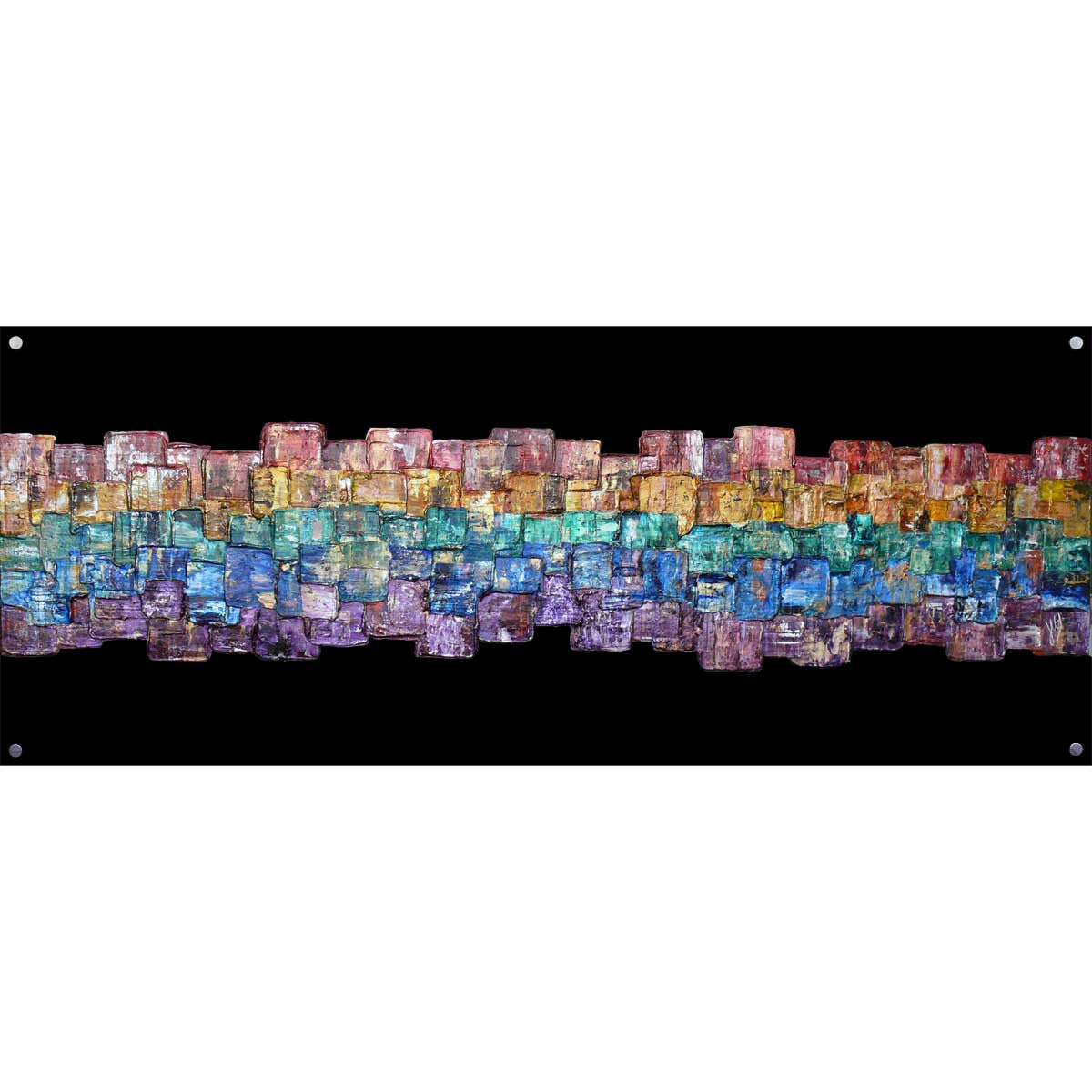 'Interwoven X' painting on black plexiglass