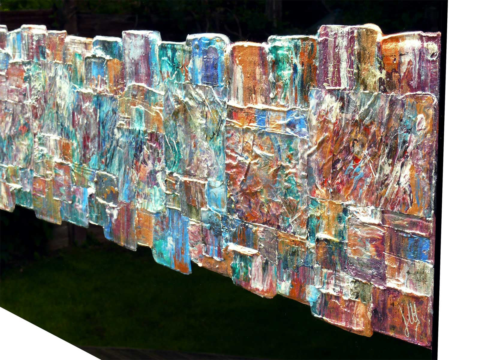 'Interwoven XIX' abstract art on black plexiglass