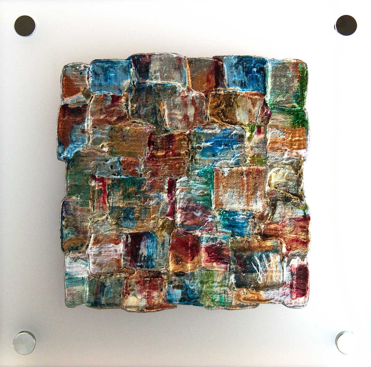 'Interwoven Summer I' small artwork on frosted perspex