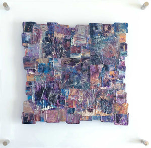 'Interwoven XIII' square painting on clear plexiglass