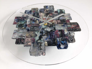 Round 30cm abstract wall clock on clear plexiglass - JLH30ROU1
