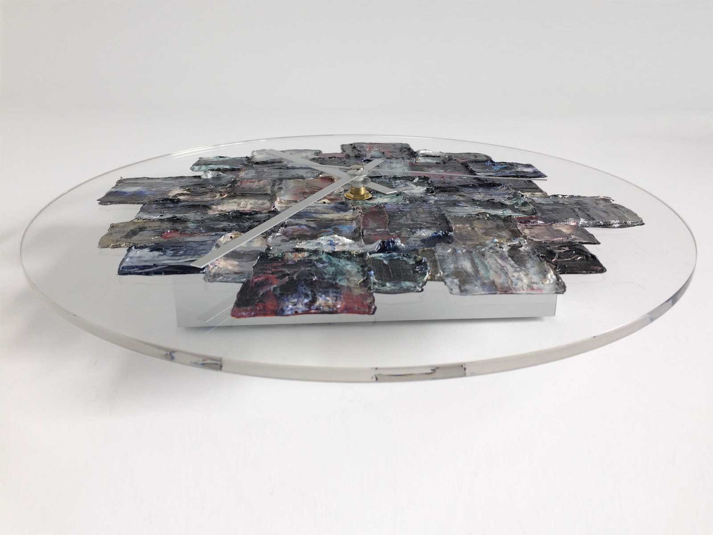 Round 30cm abstract wall clock on clear plexiglass - JLH30ROU1