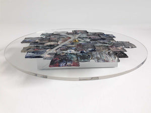 Round 30cm abstract wall clock on clear plexiglass - JLH30ROU1