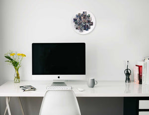 Round 30cm abstract wall clock on clear plexiglass - JLH30ROU1