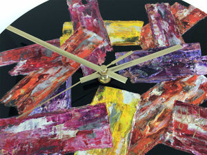 Round 30cm abstract wall clock on black plexiglass - JLH30ROU5
