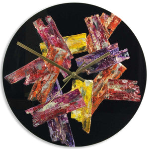 Round 30cm abstract wall clock on black plexiglass - JLH30ROU5