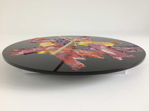 Round 30cm abstract wall clock on black plexiglass - JLH30ROU5