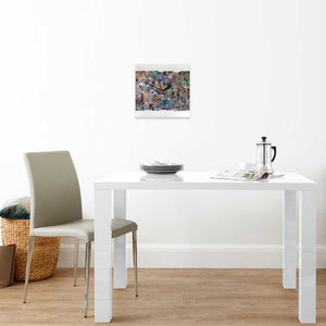 Square 30cm abstract wall clock on clear plexiglass - JLH30SQ2
