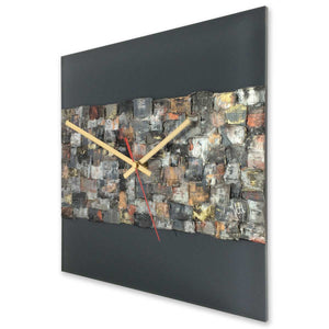 Square 30cm wall clock on anthracite grey plexiglass - JLH30SQ1