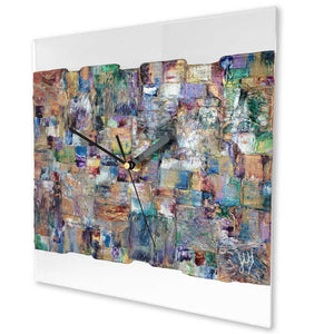 Square 30cm abstract wall clock on clear plexiglass - JLH30SQ2