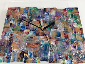 Square 30cm abstract wall clock on clear plexiglass - JLH30SQ2