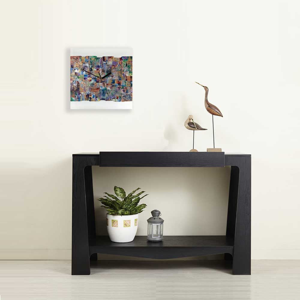 Square 30cm abstract wall clock on clear plexiglass - JLH30SQ2
