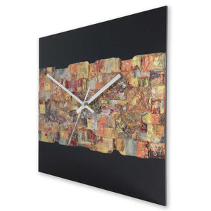 Square 30cm abstract wall clock on black plexiglass - JLH30SQ3