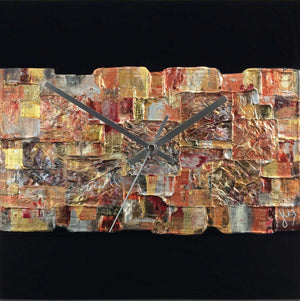 Square 30cm abstract wall clock on black plexiglass - JLH30SQ3