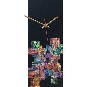 Rectangular abstract wall clock on black plexiglass - JLH5020REC2