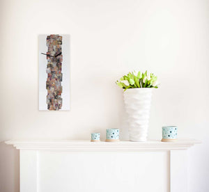 Rectangular abstract wall clock on white plexiglass - JLH5020REC3