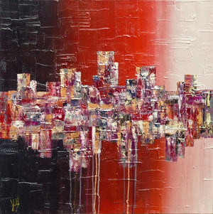 'Night Life' square abstract art on canvas