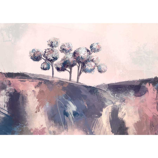original purple & pink abstract treescape landscape painting - Kiss Me Under the Mistletoe by Jayne Leighton Herd