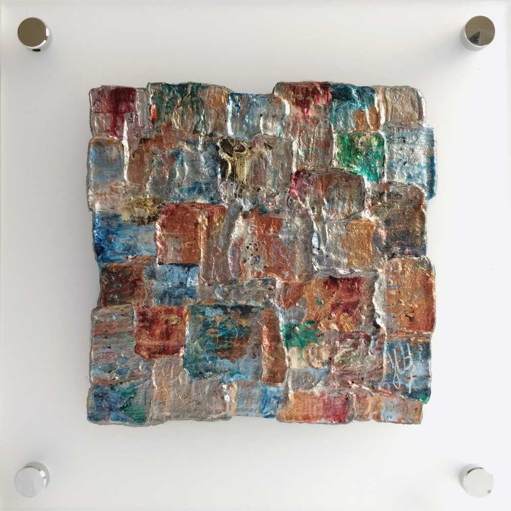 'Summer III' - miniature abstract art on frosted perspex glass